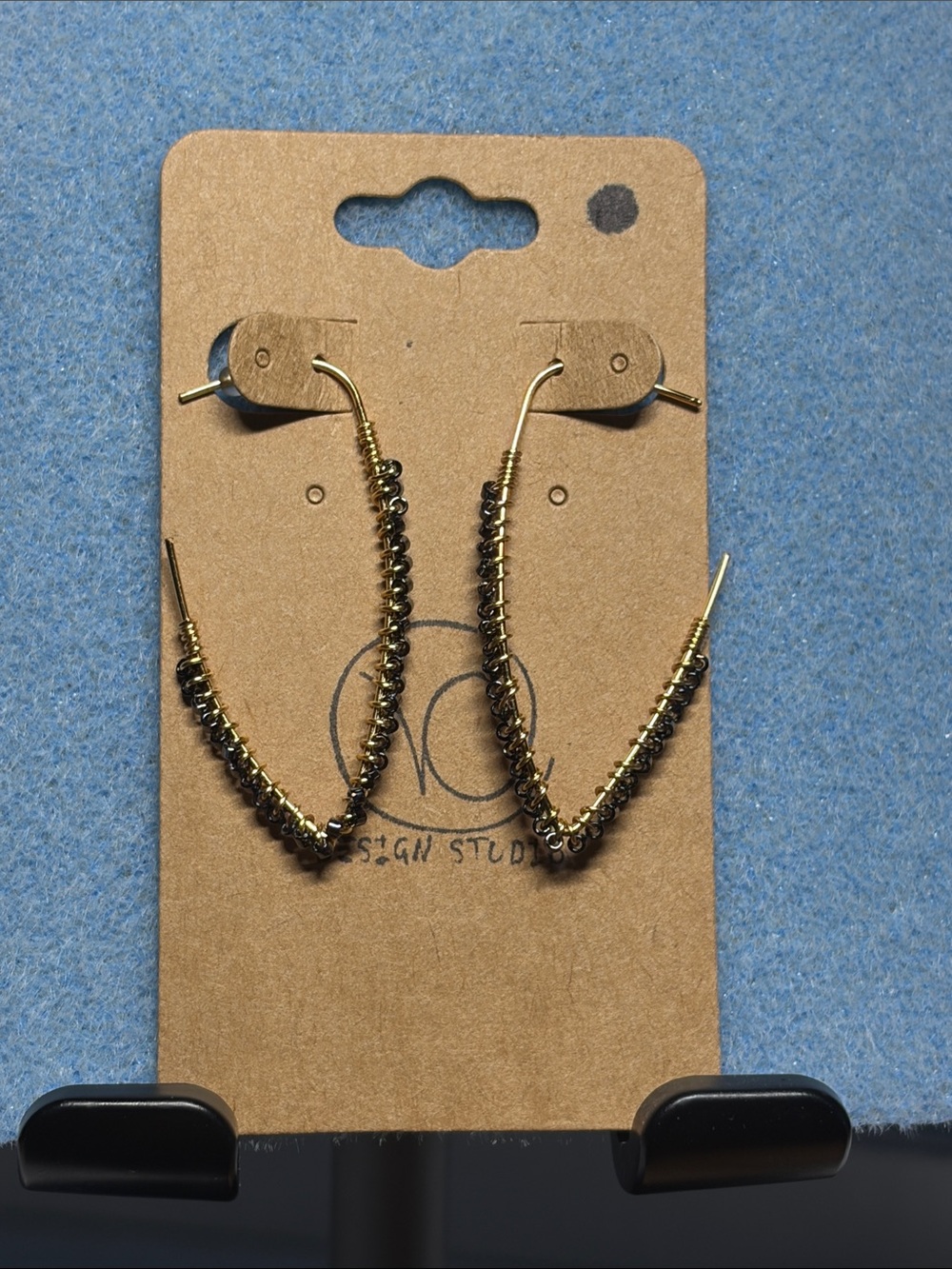 The Michelle Gold with Black Seed Bead Accents Earrings